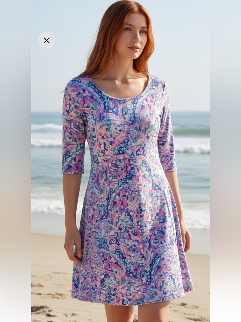 Lilly Pulitzer Pink Navy Mint Abstract Print Shift Dress